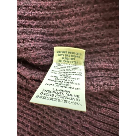 LL Bean Open Front Hooded Cardigan Sweater Purple Pockets Size Large NWT - Picture 10 of 11